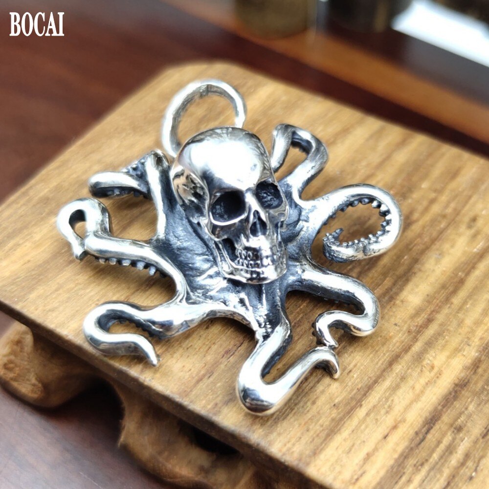 Bocai Solid S925 Sterling Zilveren Mannen En Vrouwen Hanger Octopus Schedel Modieuze Koreaanse Hanger