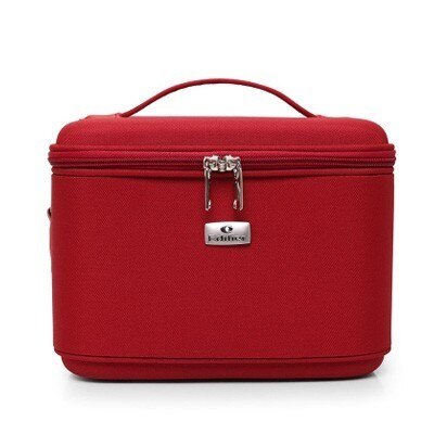 Make Up Bag Women Shoulder Cosmetic Case Female Beauty Brush Waterproof Makeup Box Toiletry Suitcases: M wine red