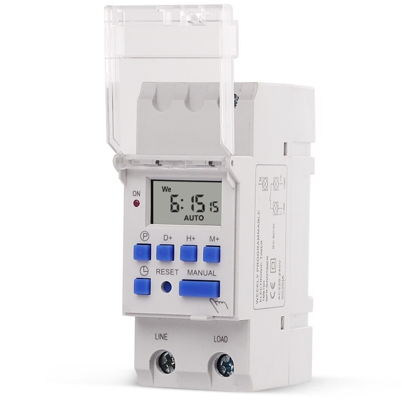 220V 16A Digital Timer Switch Programmable Time Relay for High Power LED Lighting Loading ON/OFF