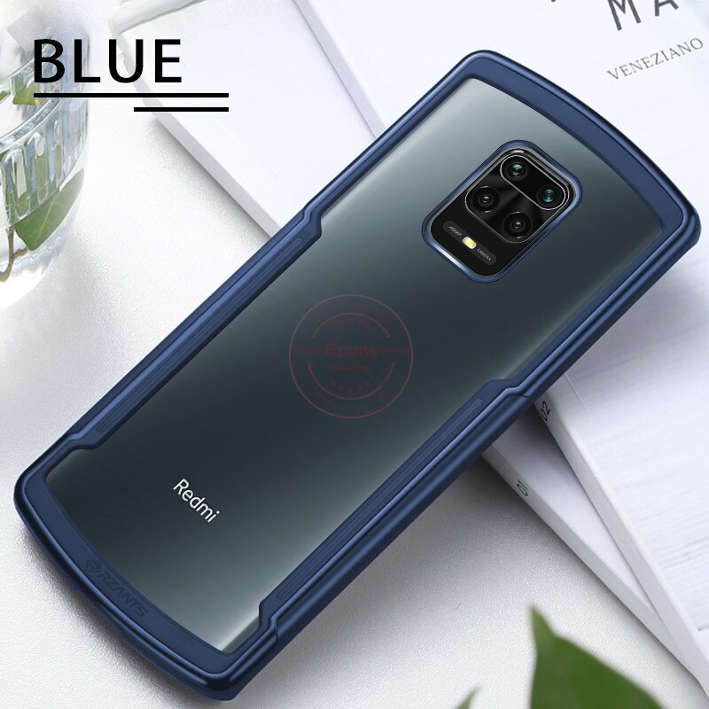 Rzants Redmi Hinweis 9 Hinweis9 Profi Max fallen Dämpfung transparent Harte PC Zurück Weiche TPU für Xiaomi Redmi Hinweis 9s Abdeckung: Redmi Hinweis 9 Profi / Blau