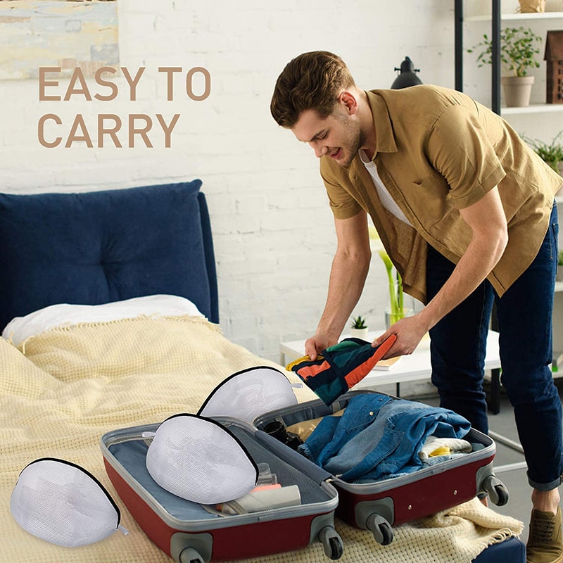 Bolsa de lavado acolchada, Protector de zapatos de lavandería de poliéster, amigable con la máquina, bolsa de secado, bolsas de red para zapatos