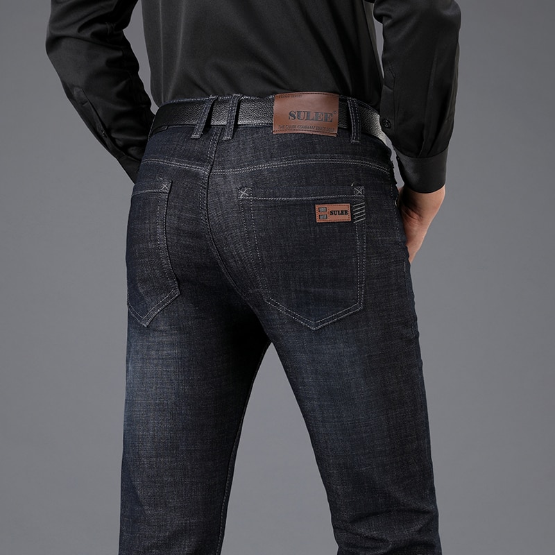 Sulee mærke mærke mænd jeans tyk vinter efterår stil jeans slim stretch jeans herre jeans stil