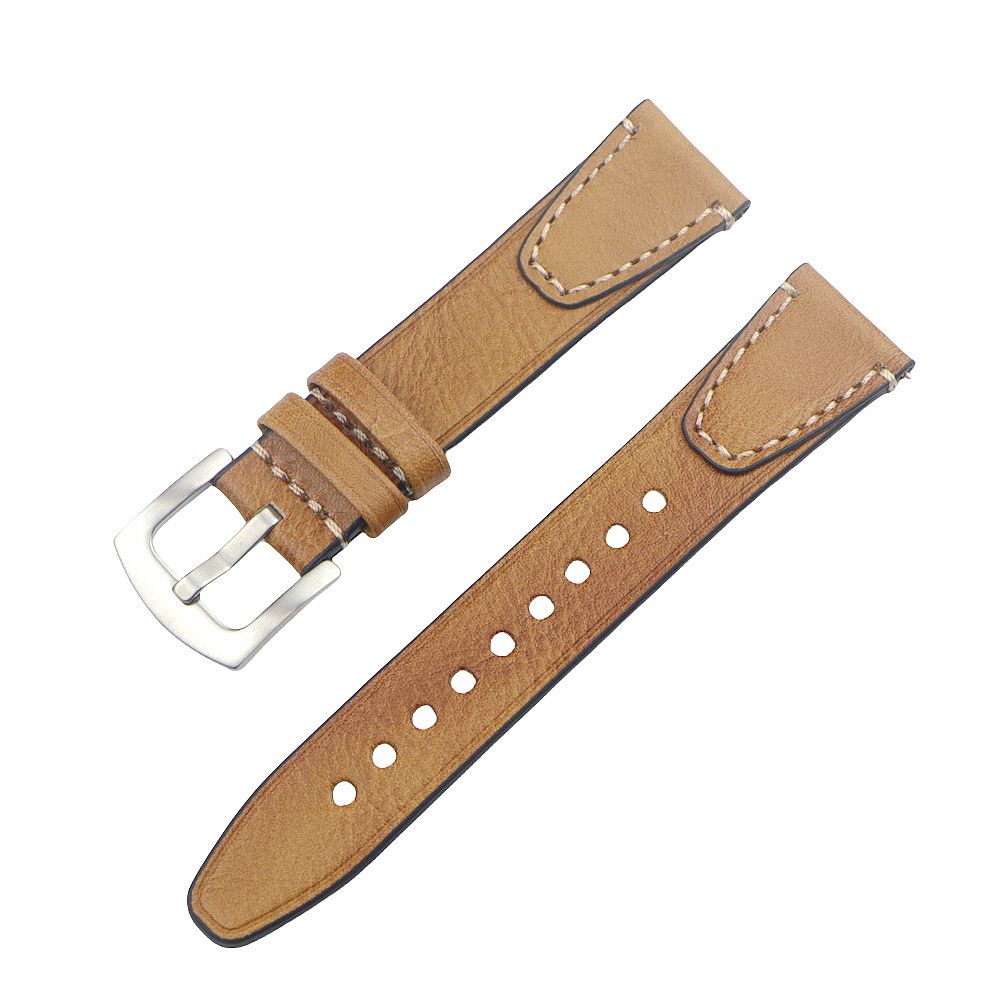 Handgemaakte Vintage Lederen Horlogeband 18mm 20mm 22mm Quick Release Volnerf Horlogeband voor Mannen Vrouwen Polsband Accessoires: White black / 22mm