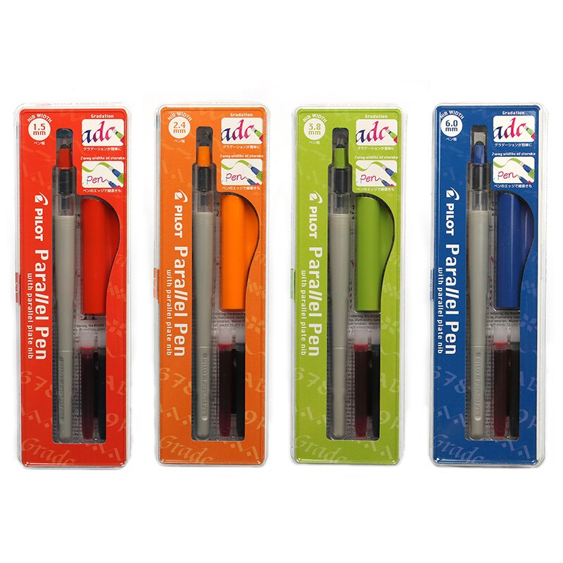 Stylo-plume pour calligraphie anglaise, pinceau à dégradé pour bandes dessinées, ensemble de stylos de parallèle, 1.5mm, 2.4mm, 3.8mm, 6mm, avec encre Bonus