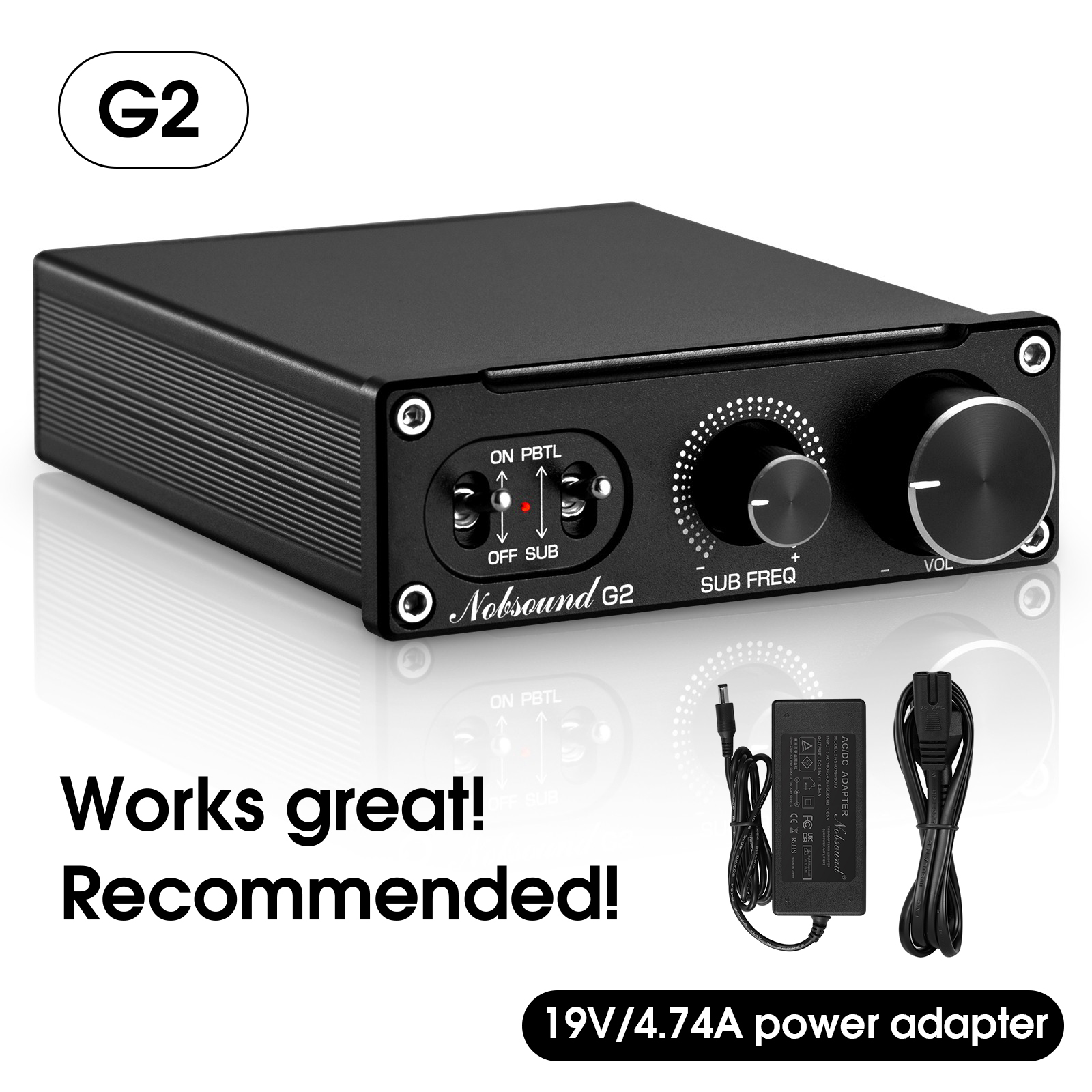 Nobsound Hi-Fi G2 Mono Channel Digital Amp Subwoofer / Full-Frequency Mini Stereo Audio Home Desktop Power Amplifier 100W: Orange