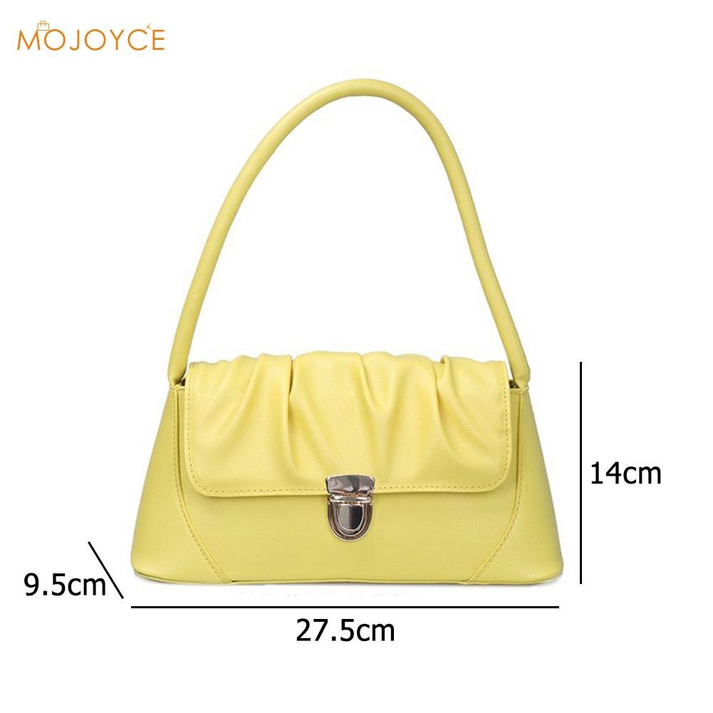 Bolso versátil sencillo para mujeres jóvenes, bolsos de mano de Color sólido, bolsos de mujer, Bolso pequeño plisado de PU para hombro con asa superior