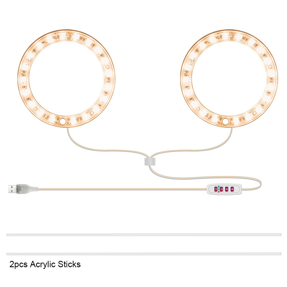 5V LED Grow Light 8/12/16H Timer USB Phyto Lamp Three Angel Ring Full Spectrum Phyto Lamp for Indoor Plants Flowers Growth Light: Sunlight 2 Rings