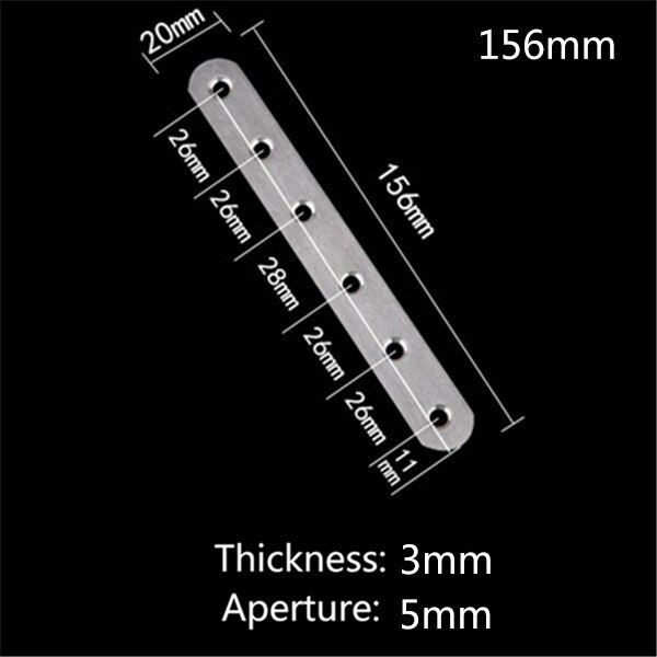 10pcs 180 degree angle steel straight connector stainless steel sheet metal parts fixed code font angle bracket: 156mm