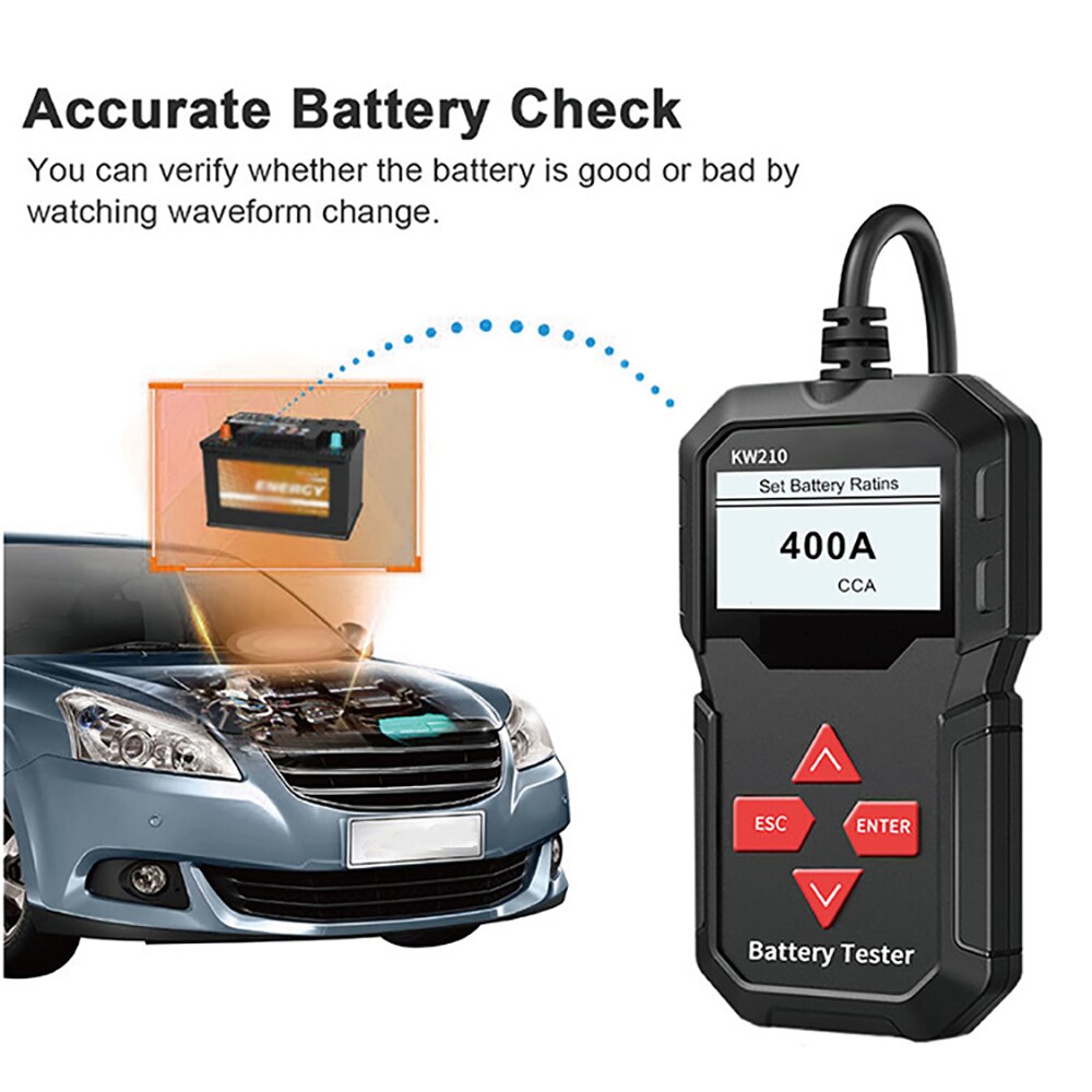 KONNWEI KW210 Automatic Smart 12V Auto Battery Analyzer Car Battery Tester100 to 2000MCA /CCA/CA/BCACranking Car Battery Tester