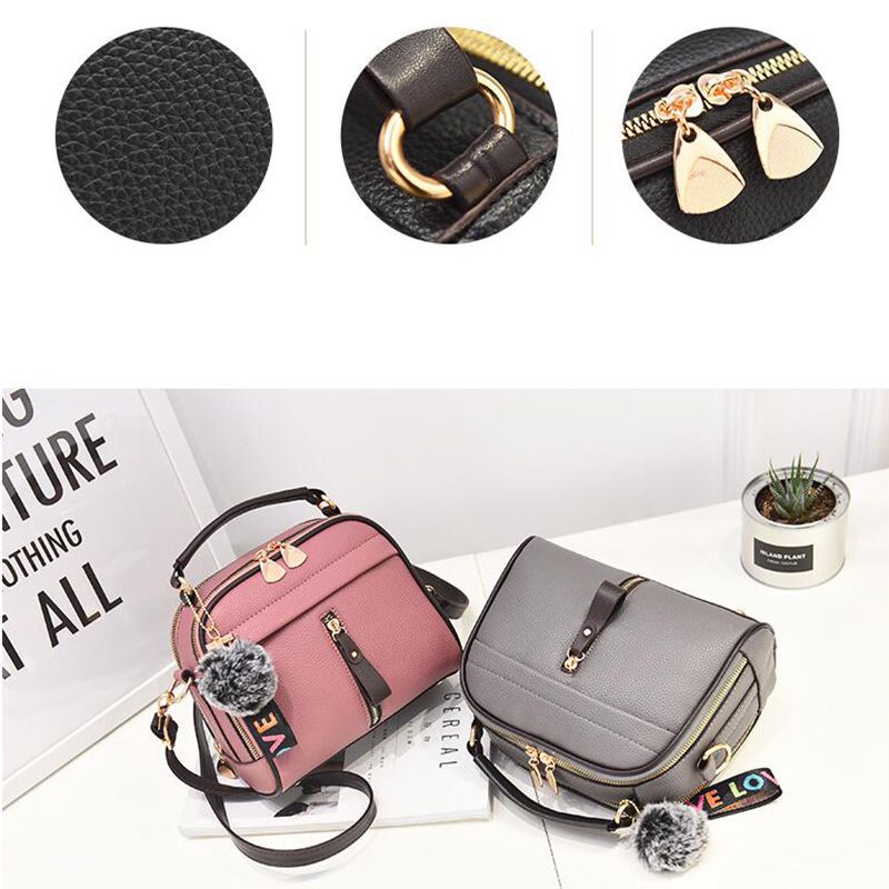 Crossbody taske til kvinder håndtaske pu læder fuldmåne slik farve cutefur bold skalform taske kvinder skuldertasker  kl753