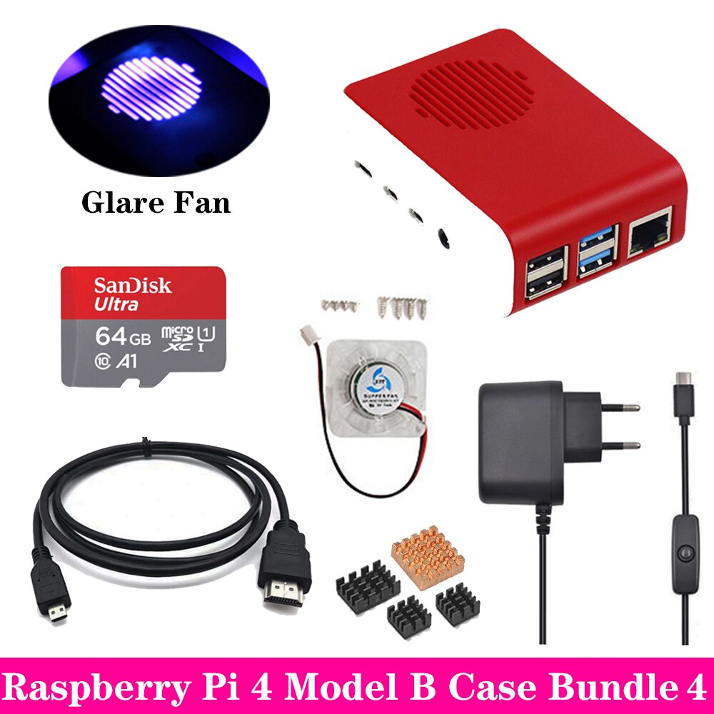 Raspberry Pi 4 Case ABS Case Box Behuizing Shell met Glare Koelventilator Aluminium Koellichaam voor Raspberry Pi 4 model B Pi 4B Pi4: Default Title