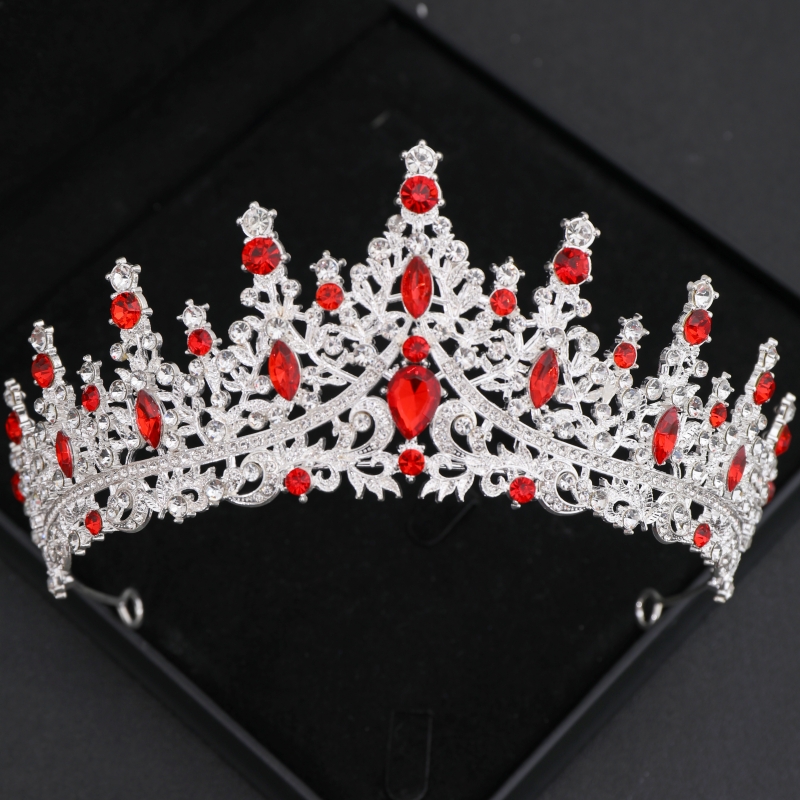 Barok Kristal Tiara 'S En Kronen Strass Prom Diadeem Kroon Voor Vrouwen Bruids Bruiloft Haaraccessoires Sieraden Kroon Tiara: Blue Zinc Plated