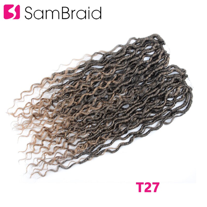 Sambraid 18 tommer faux curly locs hæklet hår syntetisk fletning hair extensions curly locs hæklede fletninger til kvinder sort: T1b/27