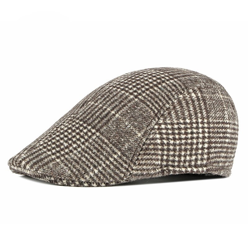 British Style Winter Berets Hat Men Flat Ivy Cap Middle-aged elderly Berets Cap Duckbill Hat Painter Herringbone Cap: Auburn