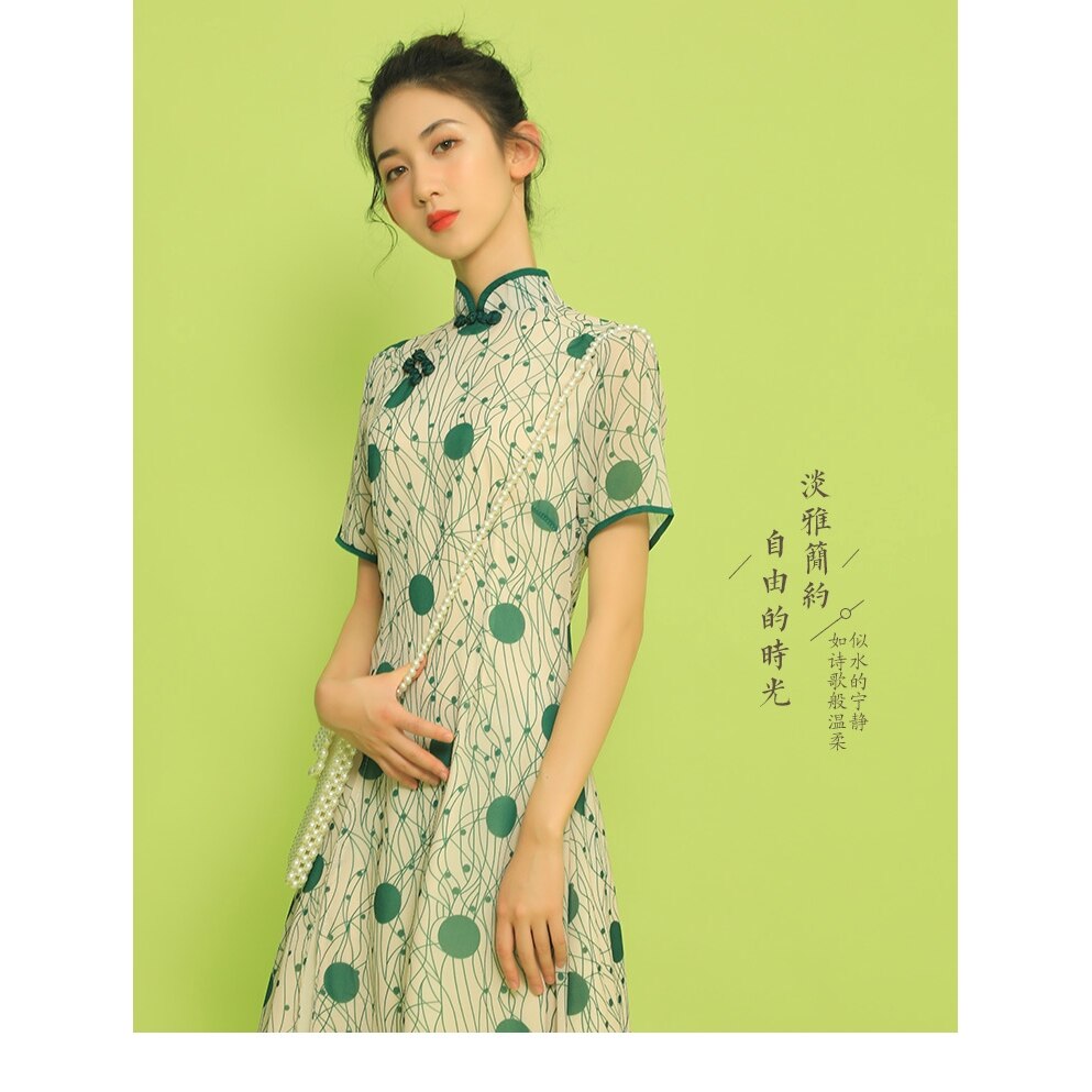 Retro estilo chinês modificado novo cheongsam vestido diário jovem menina cheongsam vestido tradicional chinês
