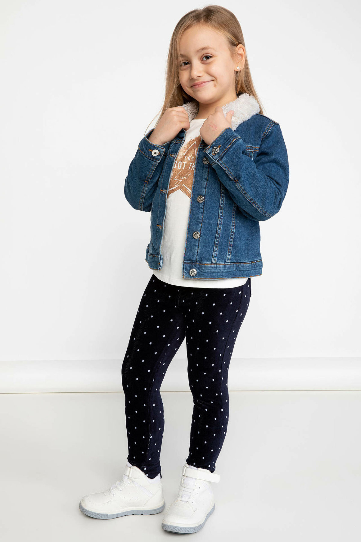 Chaqueta corta de mezclilla de lana con cuello de solapa de azul de hecho para niñas abrigo de Denim con botones otoño-K6484A618WN