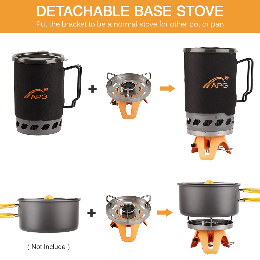 draussen Camping Herde-einstellen 1400ML Kochen Topf Gas Herde-einstellen Camping Gasherd Feuer Gas Brenner für Camping Wandern picknick