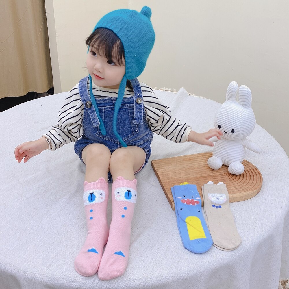 3 paia calzini per bambini svegli cartone animato bambino animale carota modello morbido bambini calzini Casual autunno traspirante ragazze calzini da pavimento 1-9y