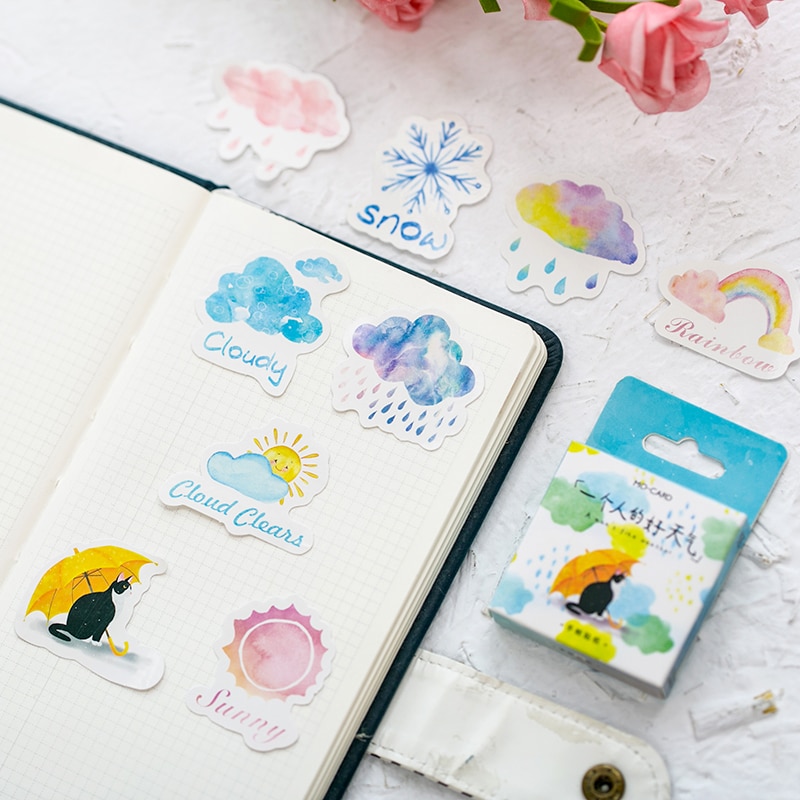 45 Pcs/box Weather Forecast Decorative Sticker Set Diary Album Label Sticker Diy Scrapbooking Stationery Stickers