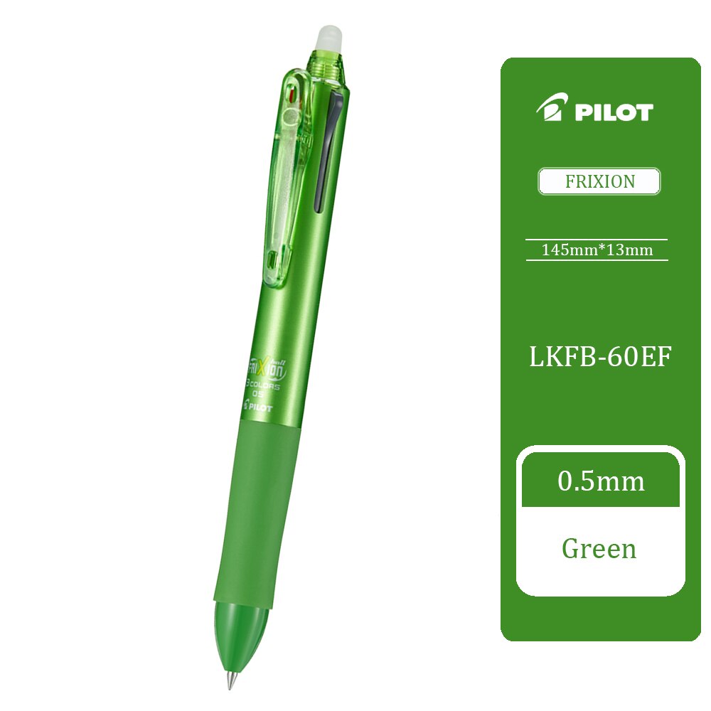 Pilot Frixion Three-color Erasable Pen LKFB-60EF 60UF Press Multi-function Pen 0.38/0.5mm Grinding Friction Pen Student: 0.5 green