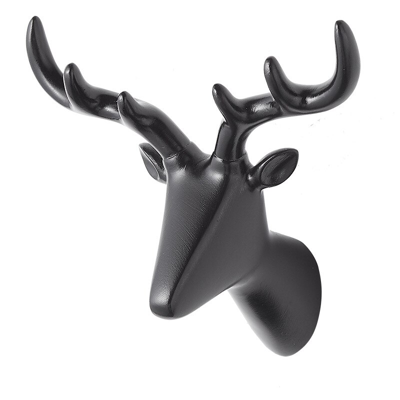Perchero con cabeza de Animal para el hogar, gancho decorativo para colgar ropa, estante para artículos diversos, montado en la pared, 1 ud.: Black   Deer