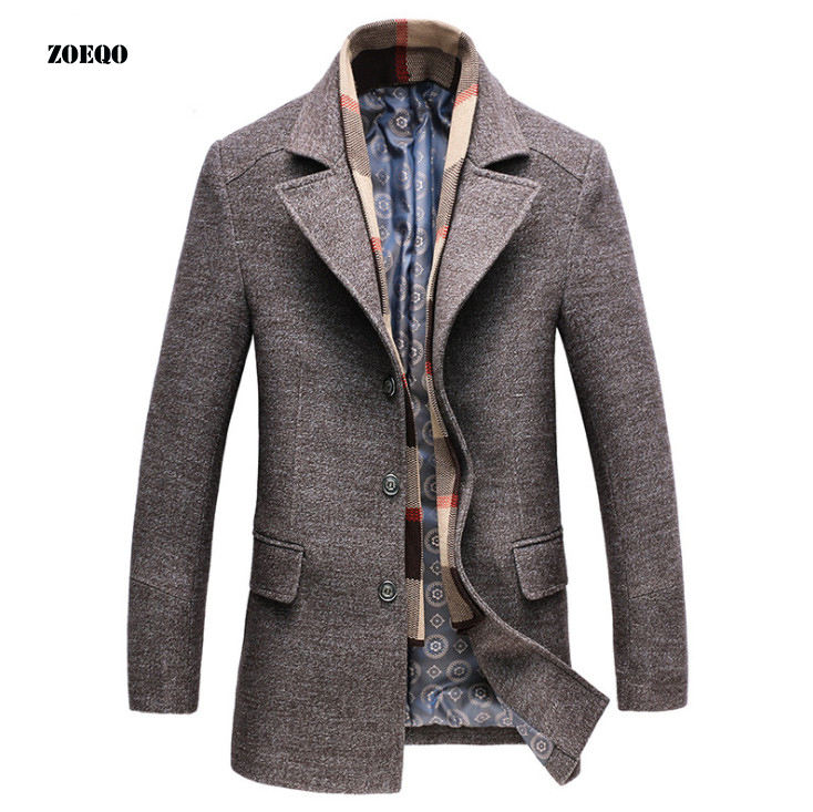 spring autumn Men's Casual Wool Trench Coat Busine... – Grandado