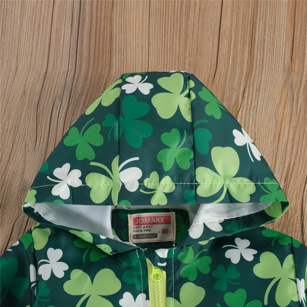 freundlicher u2019s Karikatur Druck Jacke Frische Grünen Klee und Herbst Winddicht Mit Kapuze Mantel Oberbekleidung Mäntel