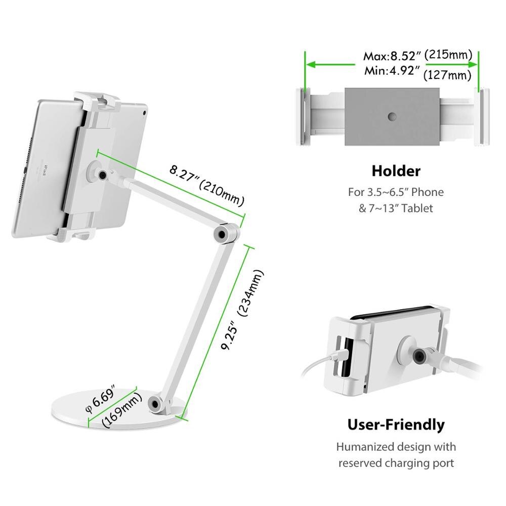 Supporti per Tablet a braccio lungo per Ipad Pro staffa Apple Air 12.9 da 10.9 pollici supporto per Tablet da 7-13 ''accessori da scrivania supporto pieghevole in metallo
