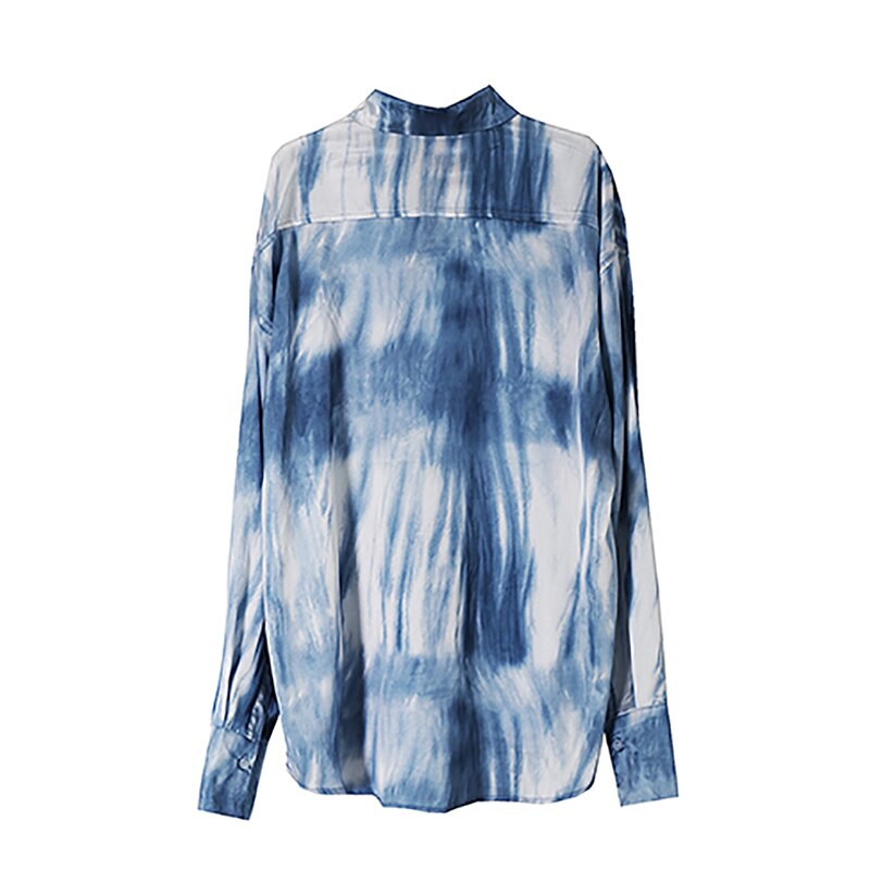 Blusa con estampado xitao para mujer, de un solo pecho, estilo irregular, estilo étnico, suelta, zyq 4031