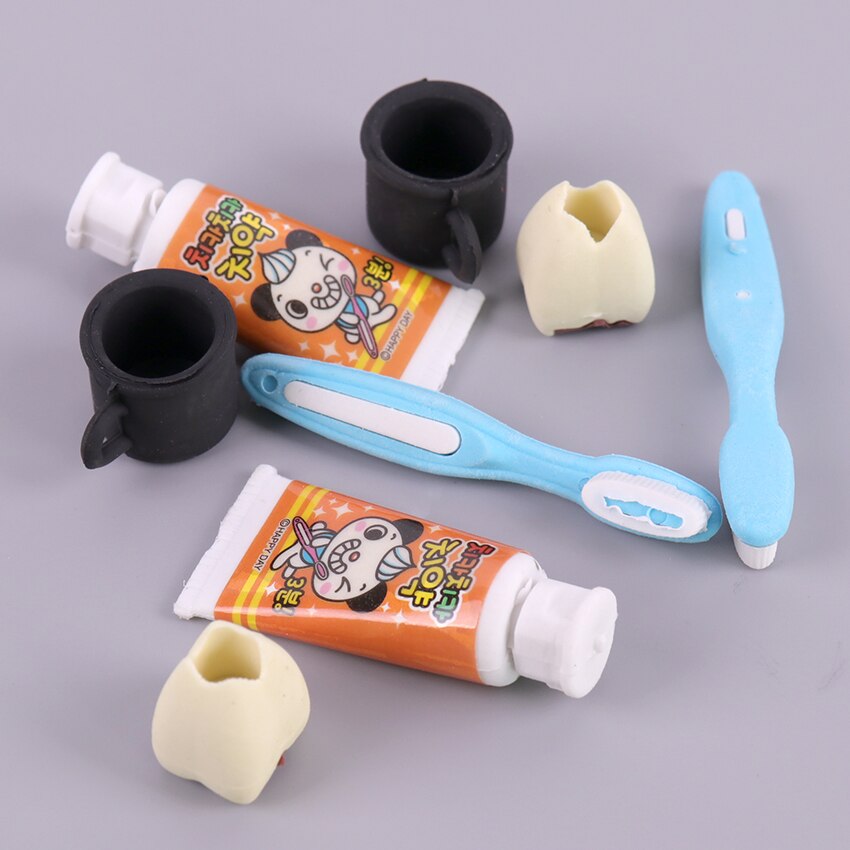 4 PCS/Set Gomas De Borrar Lovely Koubei Expression of Toothpaste Teeth Correction Supplies Eraser Removable Rubber Polishing