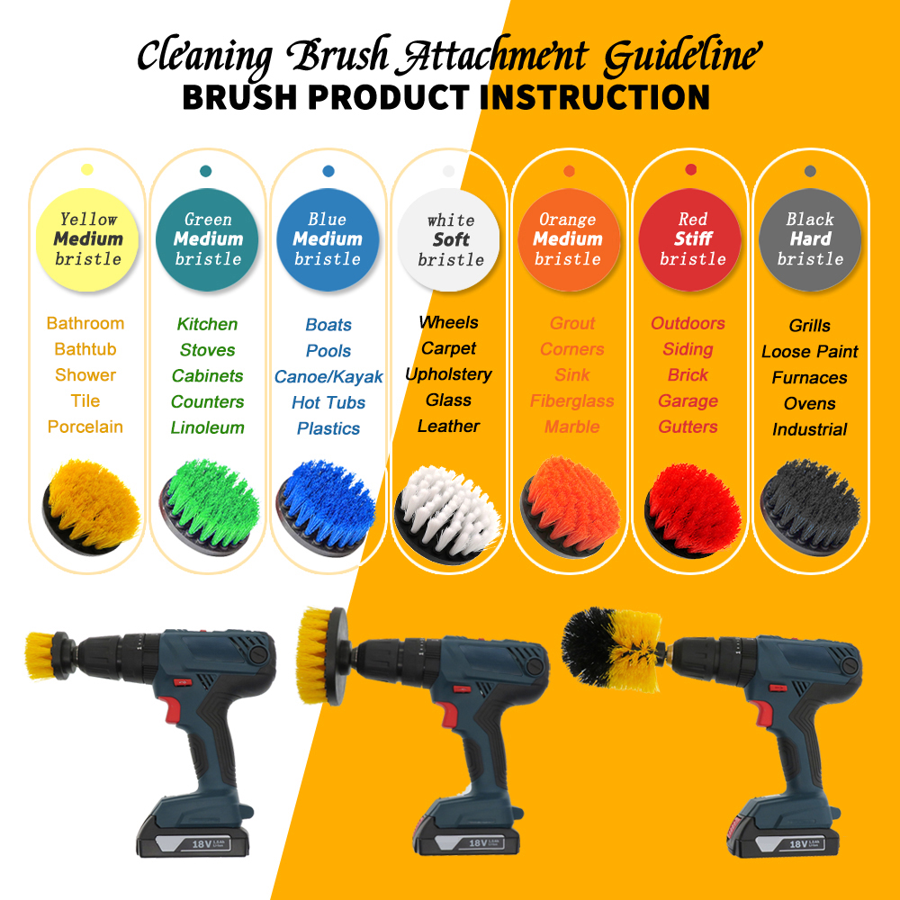 Cepillo de rueda de 5 pulgadas para lavado de coche, brochas de taladro para llantas, baño, ducha, suelo, herramienta de lavado automático, 1 ud.