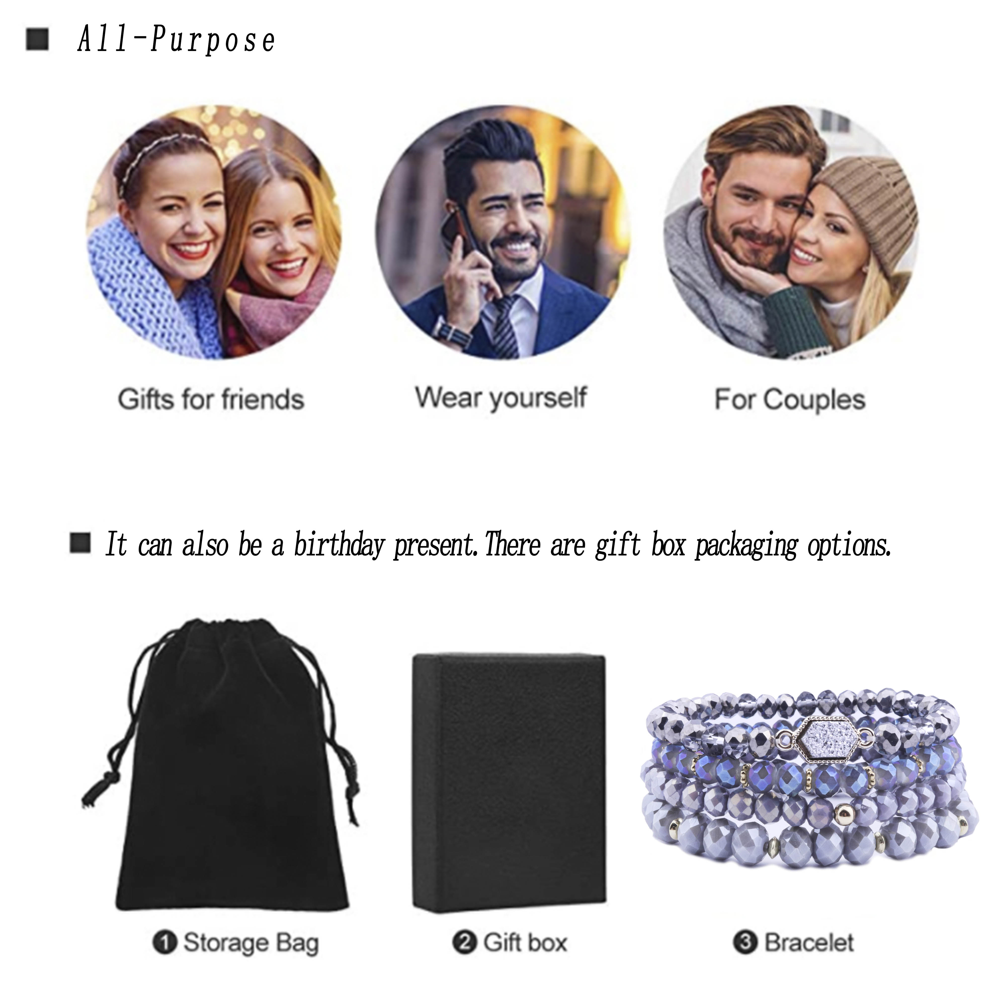 WIW 4 unids/set estirable de cuentas de cristal pulseras combinadas Pack de de las mujeres de alivio del estrés Yoga
