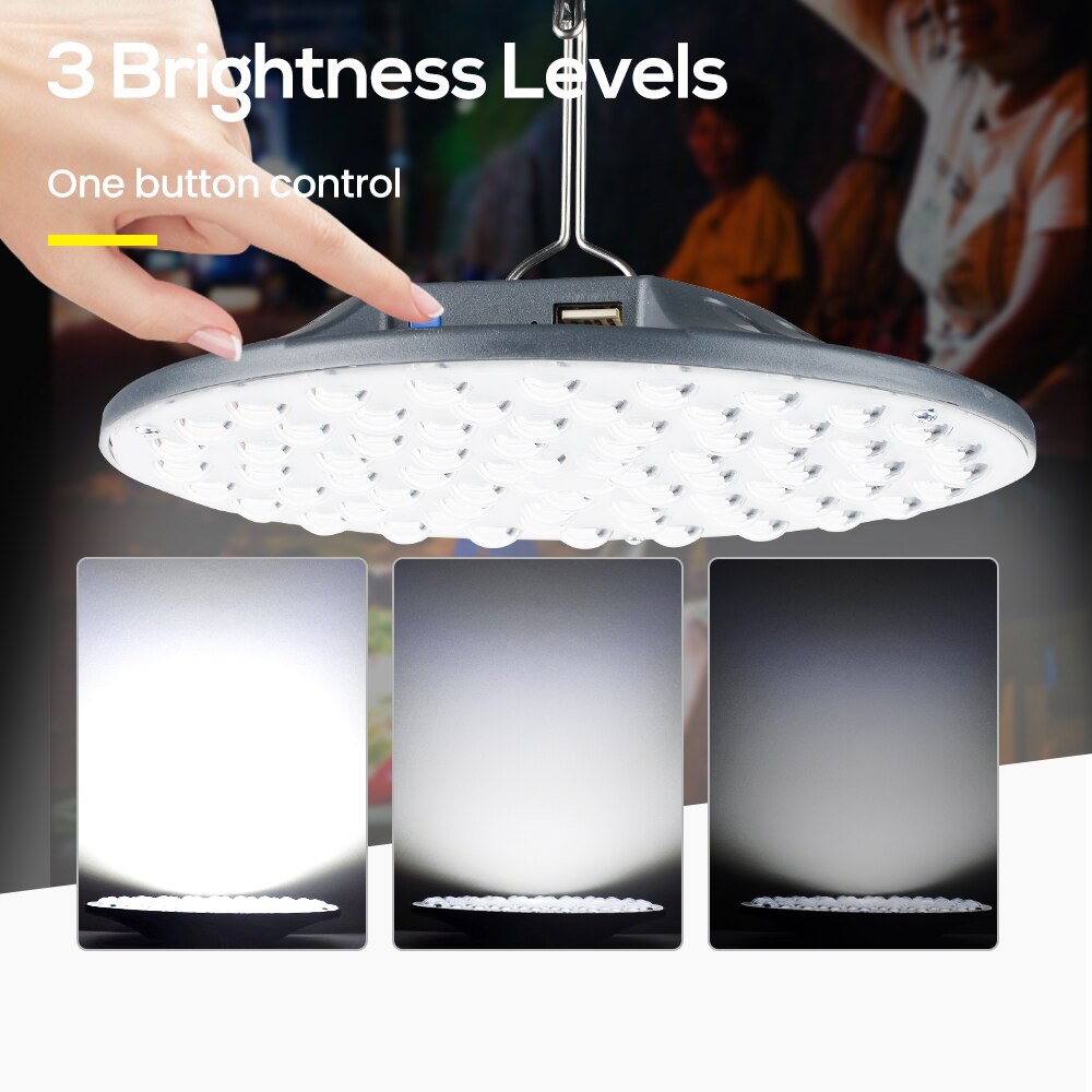 USB Rechargeable UFO High Bay Fixture LED Emergency Light Industrial Lighting Camping Night Market Lamp Indoor/Outdoor Powerbank