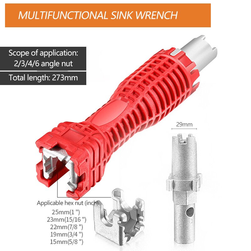 YINLONGDAO Sink Installer Multifunctional Kitchen Bathroom Faucet And Sink Plumbing Installation Extra Long Wrench Tool: Upgrade