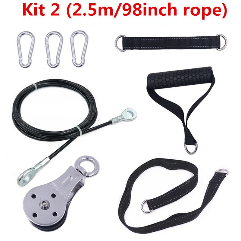 Fitness remskive kabel gym træningsmaskine arm biceps triceps blaster hånd styrketræning vedhæftede system hjemme diy: Sæt 2 2.5m reb