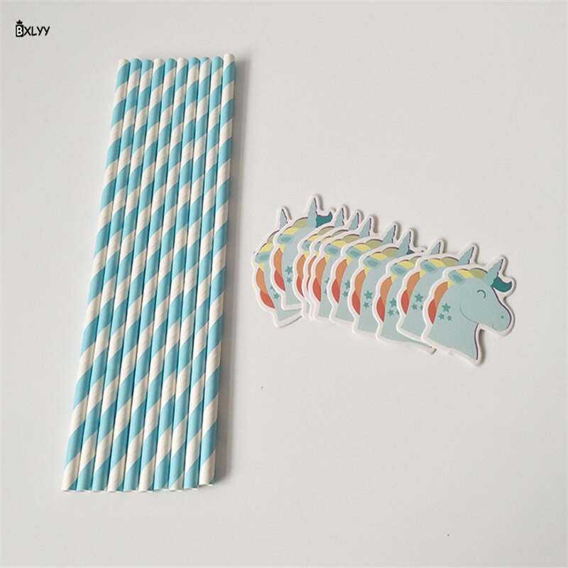 Bxlyy 10pc enhjørning halm papir halm fødselsdag bryllupsfest dekoration baby shower år dekoration jul  .7z: 3