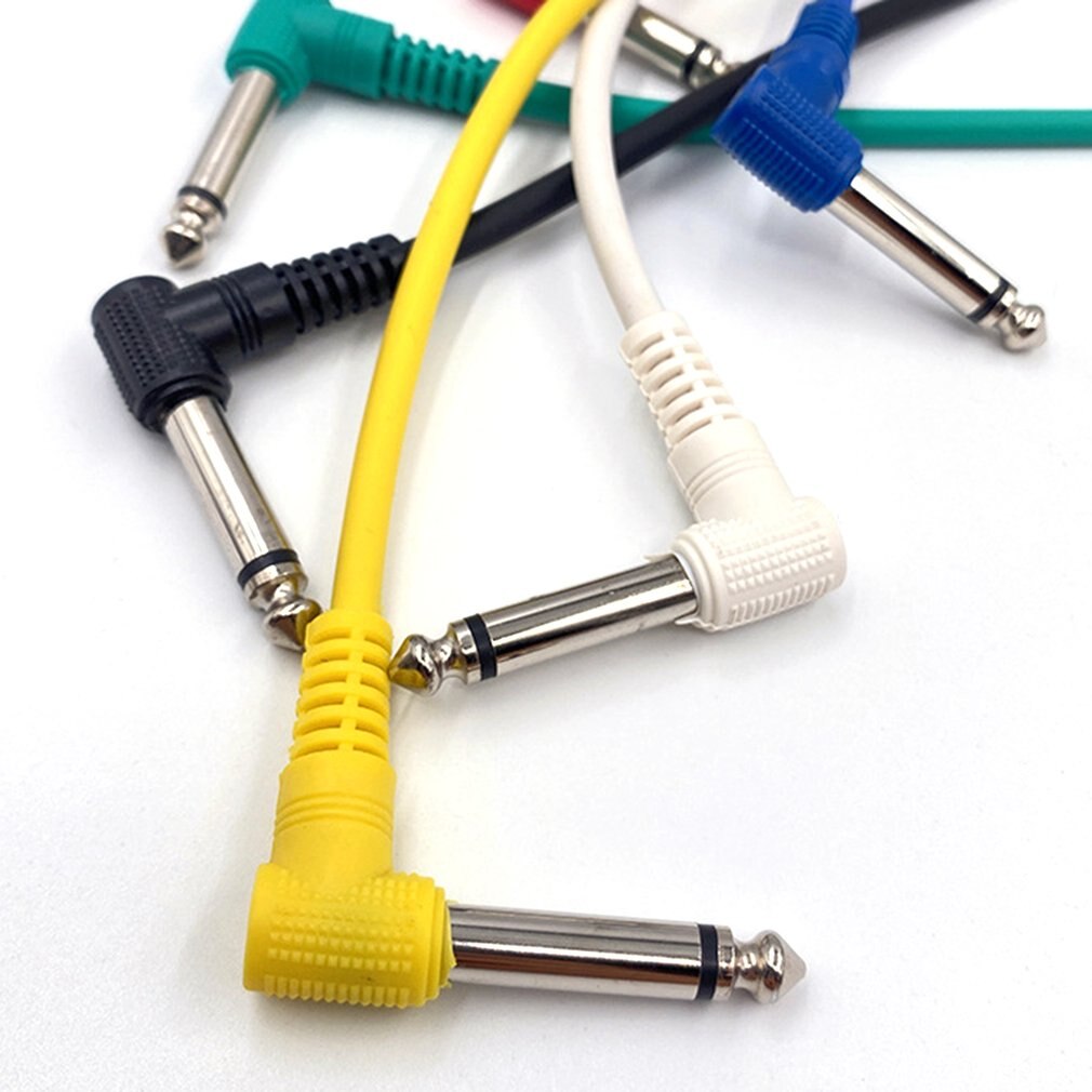 6 Stks/set Multi Kleur Plastic Gitaar Patch Kabels 6.35 Haakse Stekker Audio Kabels Voor Effect Pedalen