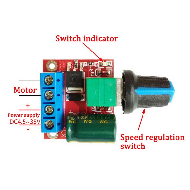 5A 90W PWM 12V DC Motor Speed Controller Module DC-DC 4.5V-35V Adjustable Speed Regulator Control Governor Switch 24V