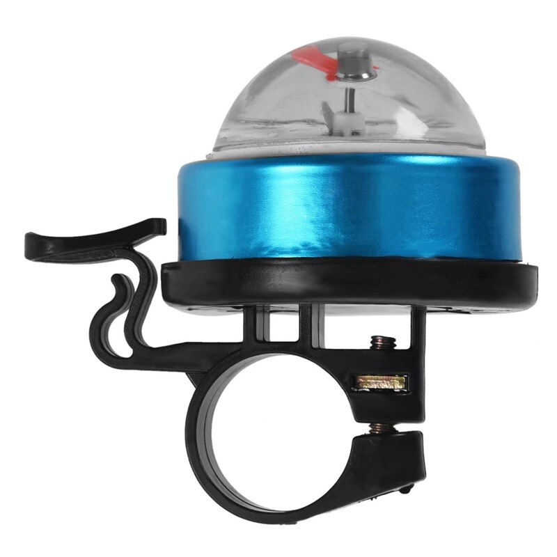 1Pcs Bicycle Bike Bell Compass Style for Dia 22Mm Handlebar & 5Pcs Around Tire Dust Caps Aluminum Alloy Light Blue