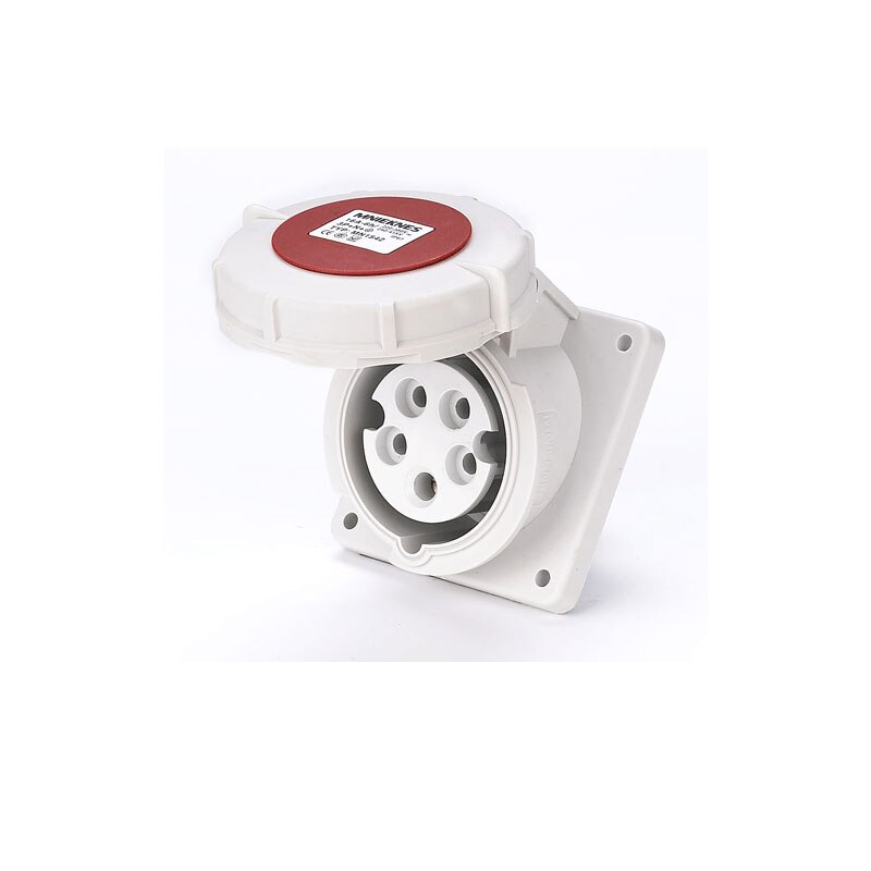 Industrial Socket Angle 45° 16A 32A 63A 3 pole 4 pole 5 pole ip67 Panel Mounted Socket Waterproof 220V 380V 415V