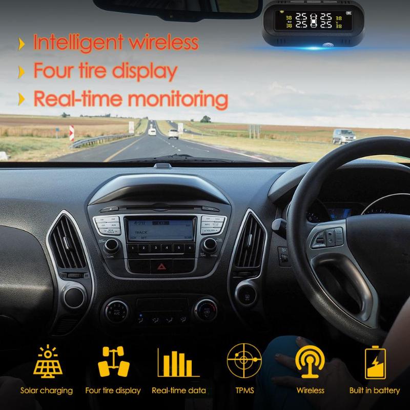 VODOOL C68 Solar Car TPMS Tire Pressure Monitoring System Auto Tyre Pressure Temperature Warning Alarm Systems With 4 Sensors