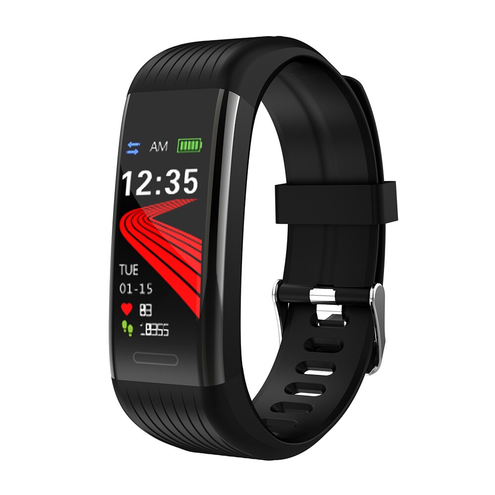 Smart Sport Bracelet Waterproof Fitness Watch Tracker Intelligent Exercise Machine Bracelet Color Screen Heart Rate: Black