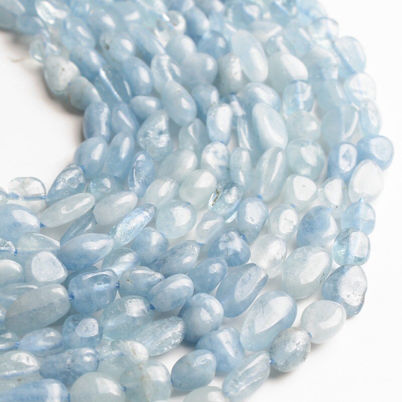 Natuursteen Kralen 6-8 Mm Onregelmatige Aquamarina Stenen Kralen Voor Sieraden Maken Armband Ketting 15 Inch