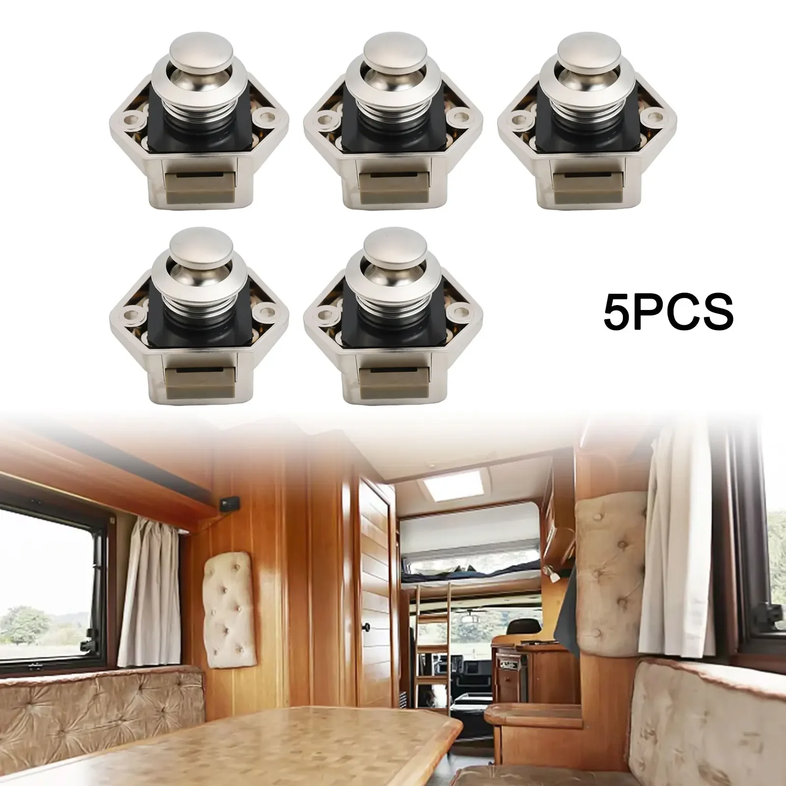 5Pcs Push Button Cabinet Cupboard Drawer lock Campervan Motorhome RV Caravan Boat Motor Home Cabinet Drawer Latch Button Locks