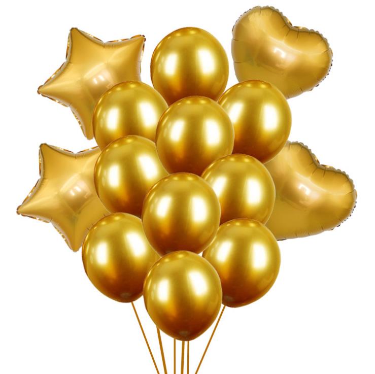 14 stk / parti 18 tommer metal & pailletter ballon hjerte stjerne mat helium ballon bryllupsfest dekorationsforsyninger fødselsdag balloner brusebad: 3