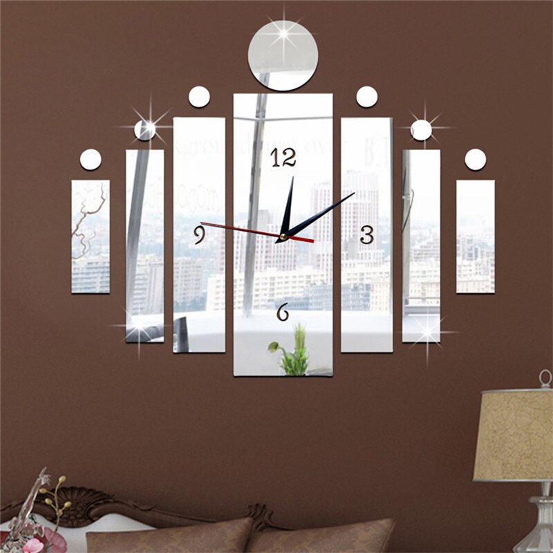 Home Decorative Wall Clock DIY Strip Rectangular Mirror Wall Clock Acrylic Strip Rectangular Mirror Sticker