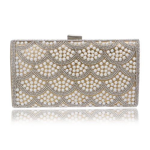 SEKUSA Perlen Frauen Messenger Handtaschen Diamanten Perle Kette Schulter Tag Kupplung Abend Taschen V Kristall Hochzeit Tasche: YM1054gold