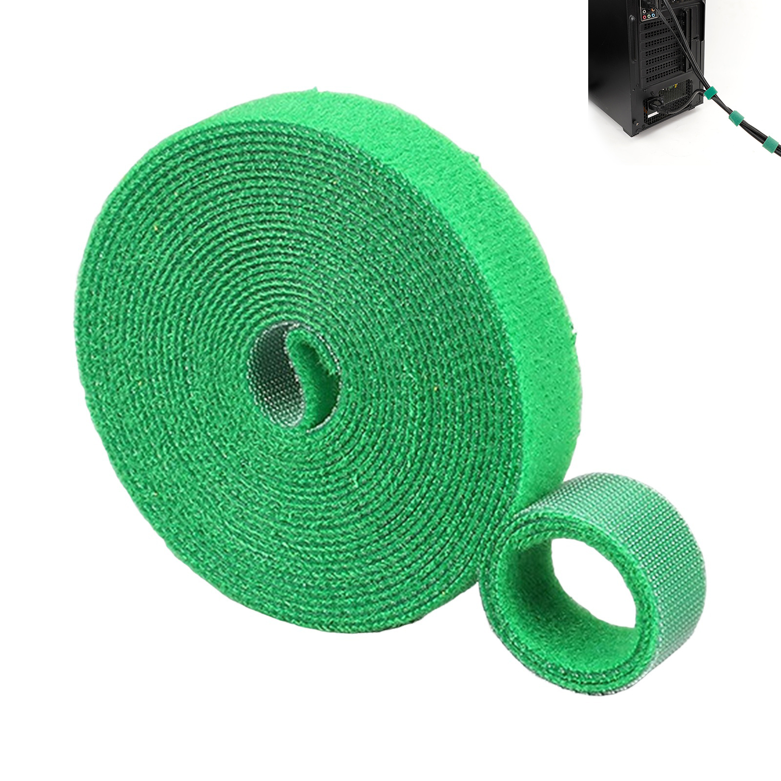 5M Cable Organizer DIY Cable Management Wire Winder Tape Earphone Mouse Cord Management Ties Protector Home School Office Use: green