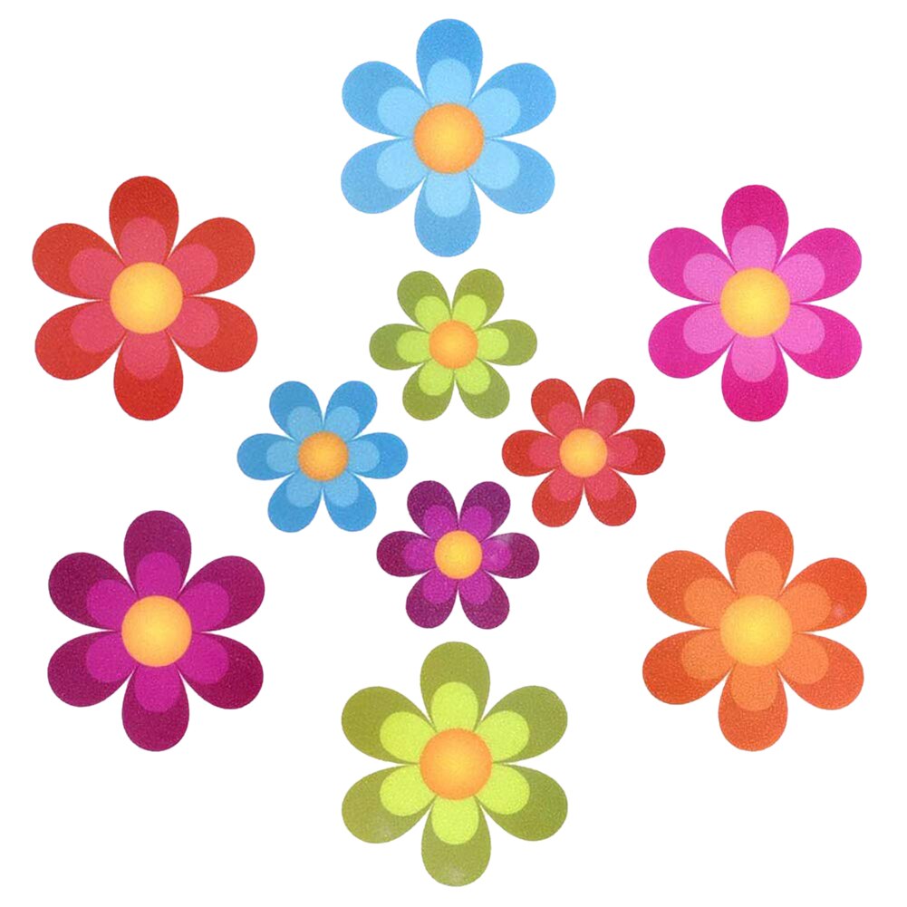 10Pcs Cartoon Bloemen, Kleurrijke Bloemen, Cartoon Rubber Peva Anti-Slip Stickers, pu Anti-Slip Doek, Anti-Slip Tape Tob: Default Title