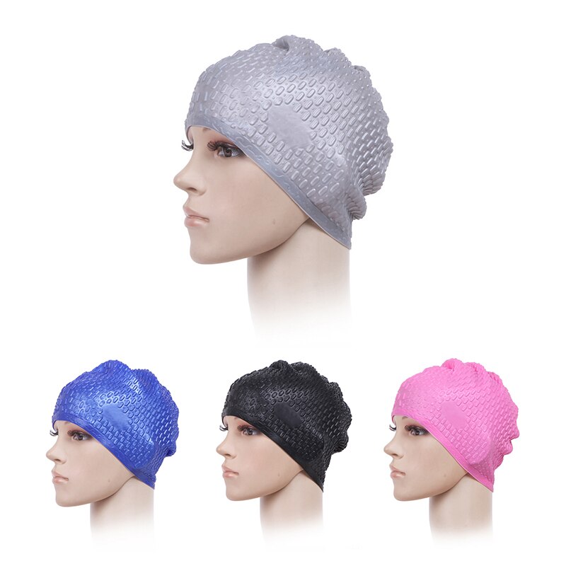 3D Elastic Silica Gel Swimming Cap Waterproof Ear Protection Adult Men Women Long Hair Swim Hat Cover Ear Bone Pool